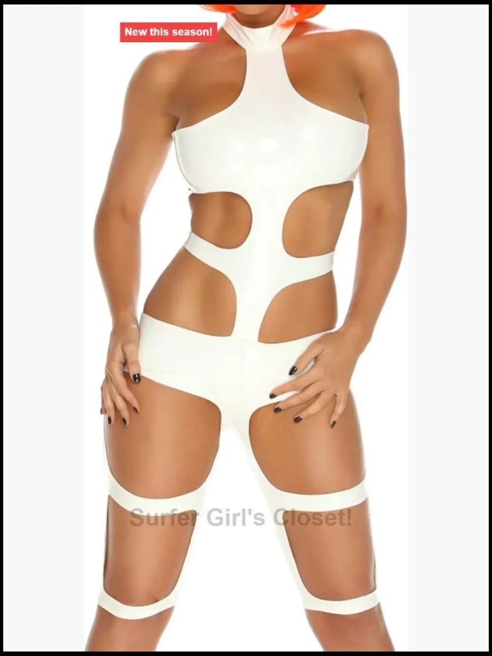 Futuristic Strappy Stretchy Bodysuit Costume with Cutouts